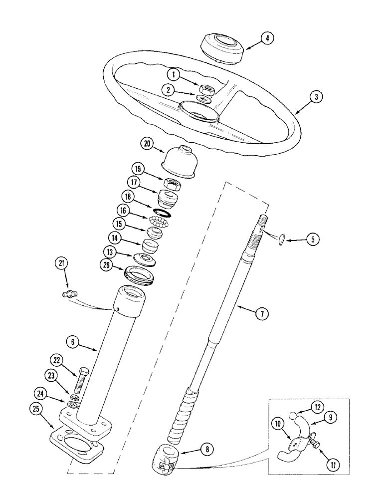 Схема запчастей Case IH 1394 - (5-104) - STEERING COLUMN, MANUAL STEERING, NOT NORTH AMERICA (05) - STEERING