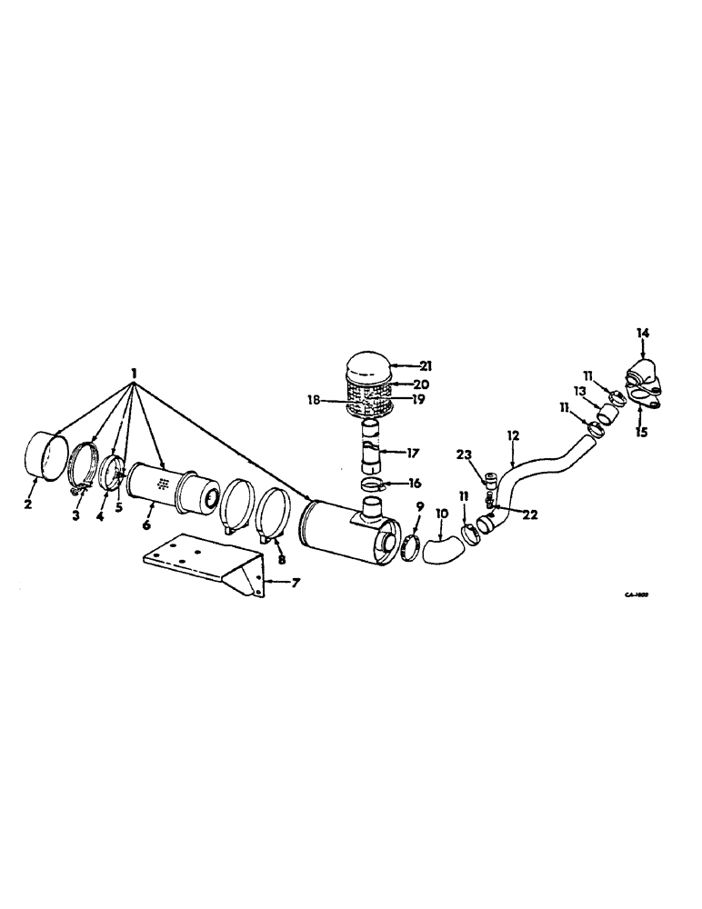 Схема запчастей Case IH 615 - (12-10) - POWER, AIR CLEANER AND CONNECTIONS, DIESEL ENGINE COMBINES, SER. NO. 8000 AND BELOW Power