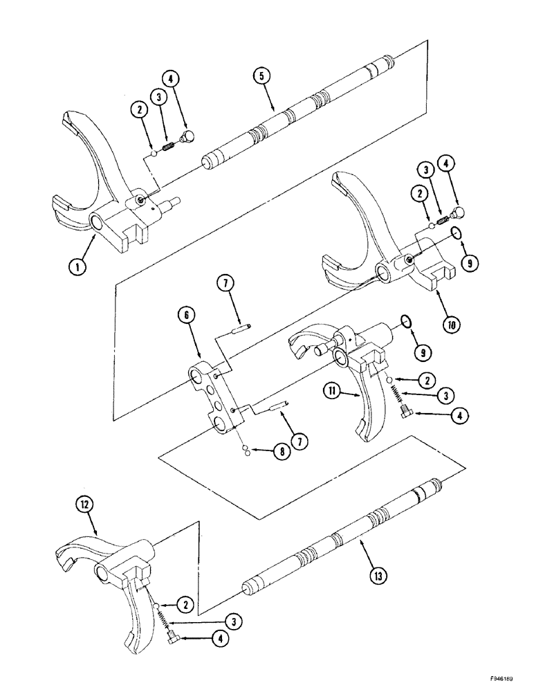 Схема запчастей Case IH 9350 - (6-052) - 12 SPEED SYNCHROSHIFT TRANSMISSION ASSEMBLY, SHIFTER FORK ASSEMBLY (06) - POWER TRAIN