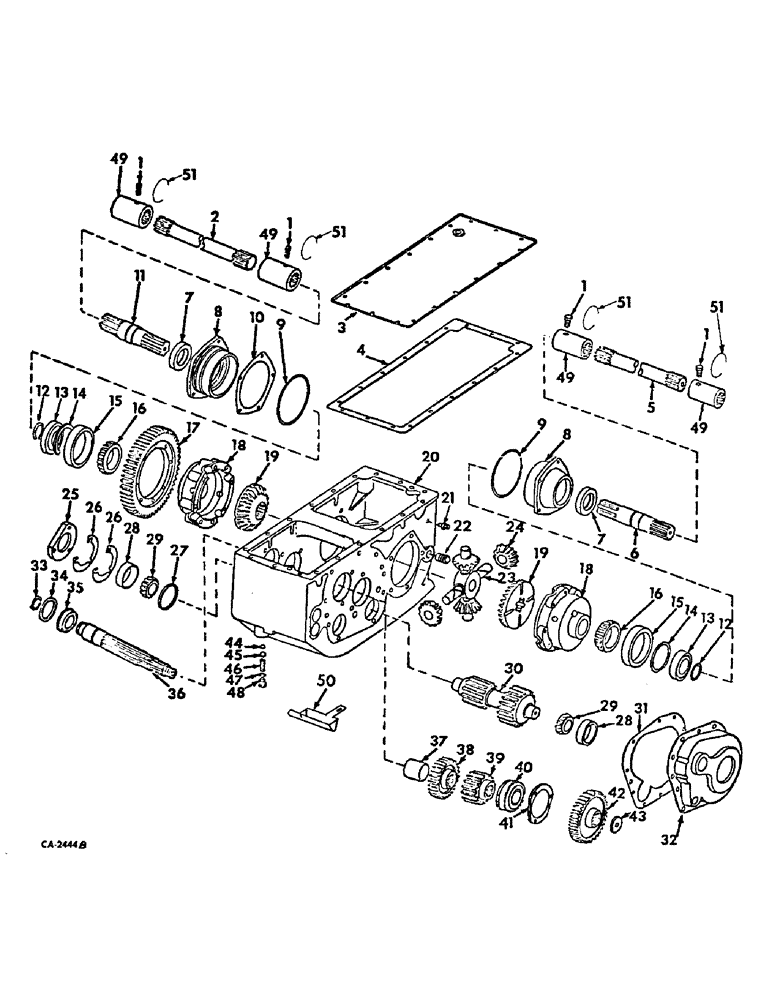 Схема запчастей Case IH 715 - (07-02) - DRIVE TRAIN, TRANS.,TRANS. CASE,DIFFERENTIAL PINION SHAFT,DIFFERENTIAL AND TRANS. INTERMEDIATE SHAFT Drive Train