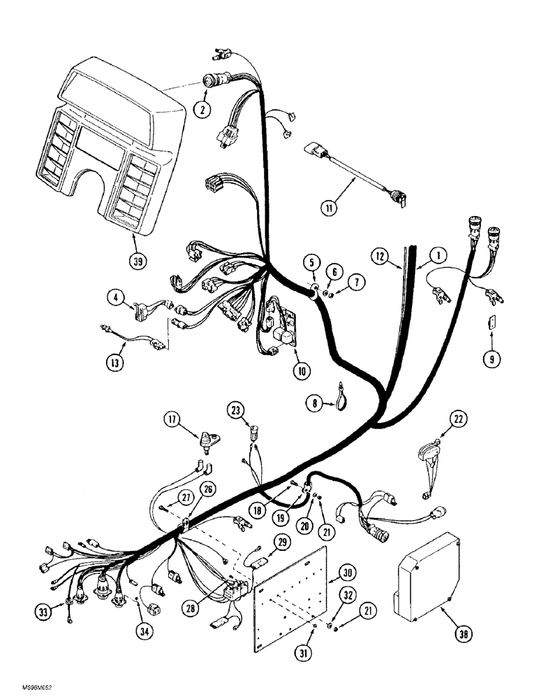 Схема запчастей Case IH 9390 - (4-04) - LOWER CAB HARNESS, POWER SHIFT TRACTOR (04) - ELECTRICAL SYSTEMS