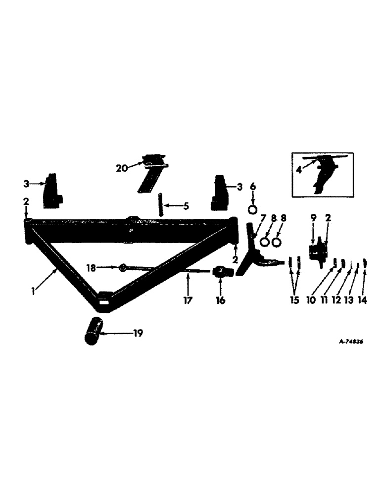 Схема запчастей Case IH VARIOUS - (B-083) - FRONT FRAME, SPINDLES AND STEERING BRACKET 