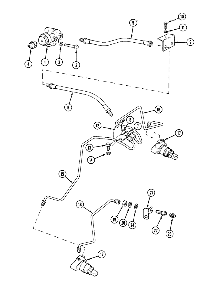 Схема запчастей Case IH 1294 - (7-204) - BRAKE TUBES AND SLAVE CYLINDERS, TRACTORS WITH CAB (07) - BRAKES