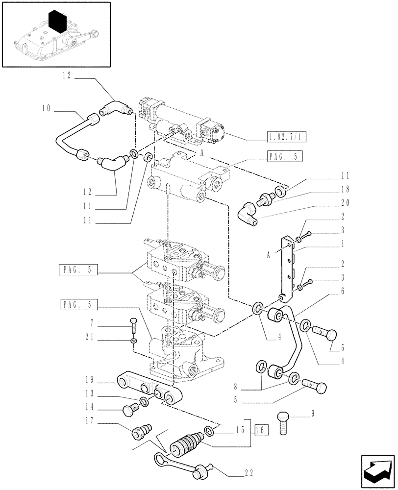 Схема запчастей Case IH JX1060C - (1.82.7/07[07]) - (VAR.136) 2 REMOTE VALVES FOR EDC - PIPES - D5484 (07) - HYDRAULIC SYSTEM