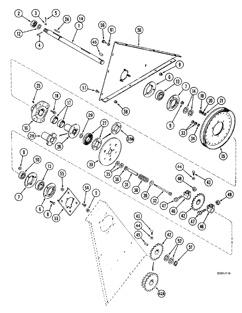 Схема запчастей Case IH 2144 - (9D-32) - ELEVATOR DRIVE JACKSHAFT (16) - GRAIN ELEVATORS & AUGERS