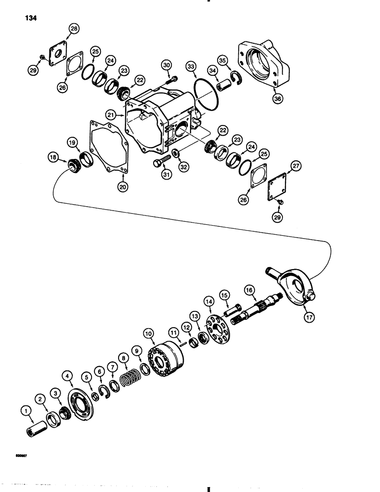 Схема запчастей Case IH 1845B - (134) - TANDEM PUMP ASSEMBLY, LEFT-HAND DRIVE PUMP (06) - POWER TRAIN