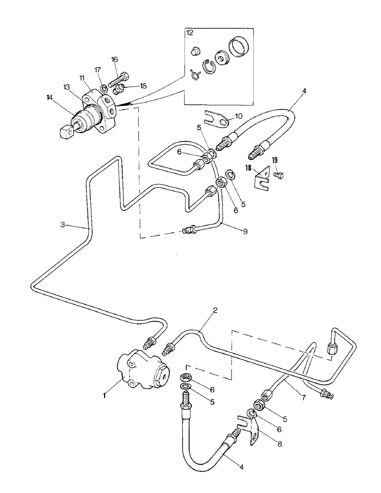 Схема запчастей Case IH 1690 - (J07-1) - BRAKE PIPES AND SLAVE CYLINDERS, HIGH PLATFORM, CAB MODEL (5.1) - BRAKES