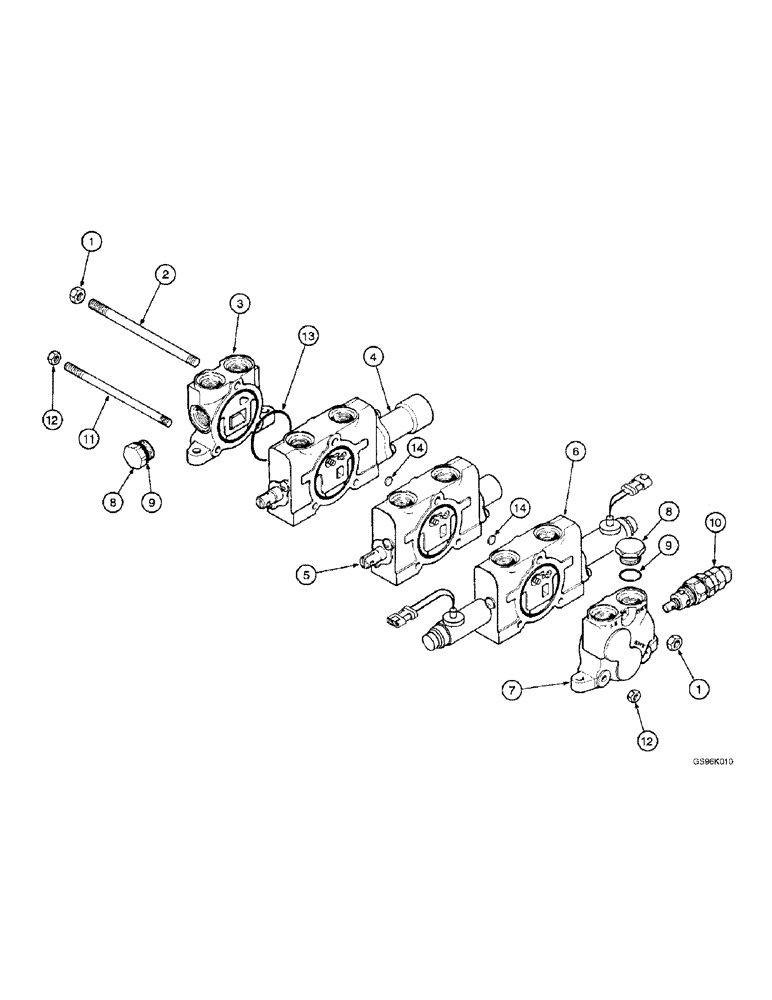 Схема запчастей Case IH L300 - (8-38) - VALVE ASSEMBLY, LOADER CONTROL, 3 FUNCTION (08) - HYDRAULICS