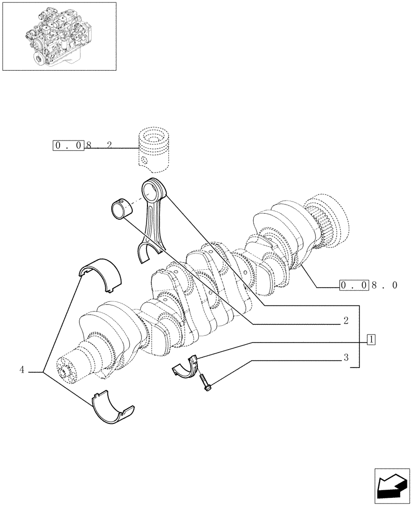 Схема запчастей Case IH PX170 - (0.08.1[01]) - CONNECTING ROD  (504062644) (02) - ENGINE