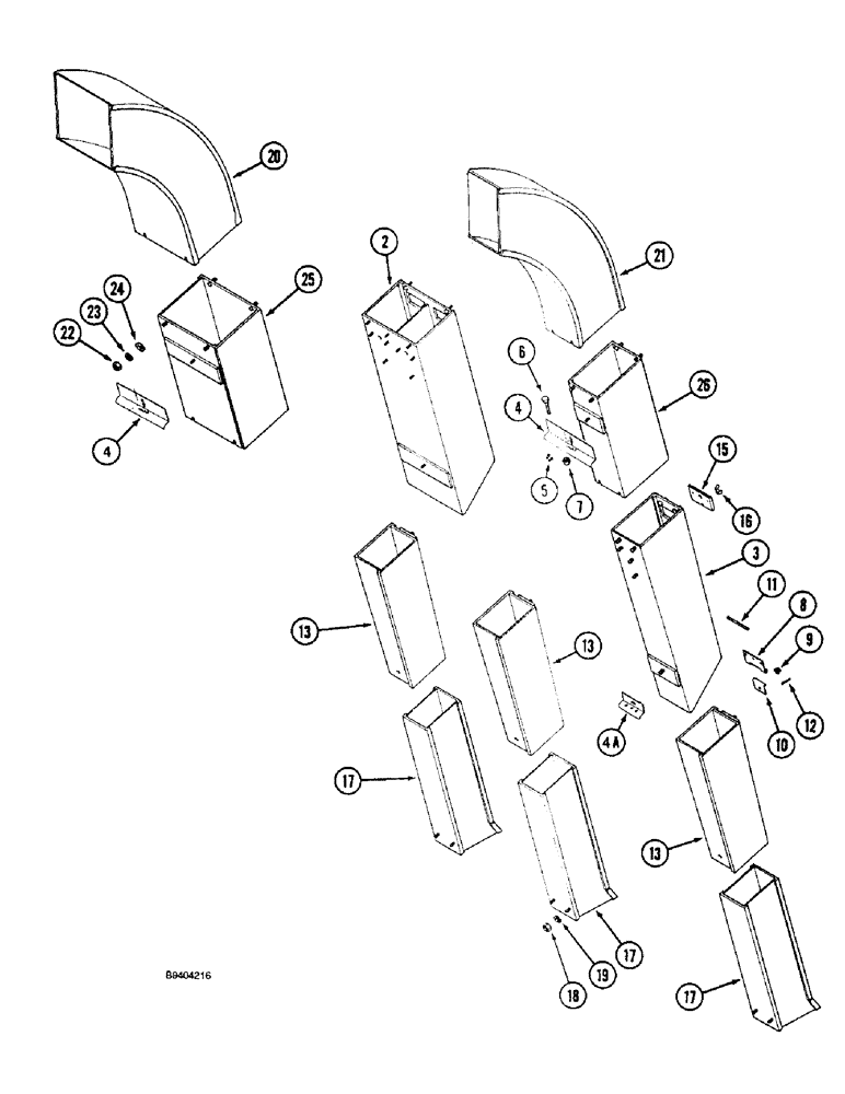 Схема запчастей Case IH 2055 - (9C-25A) - CONVEYOR CHUTES, CENTER, P.I.N. JJC0155439 AND AFTER (15) - HANDLING SYSTEM