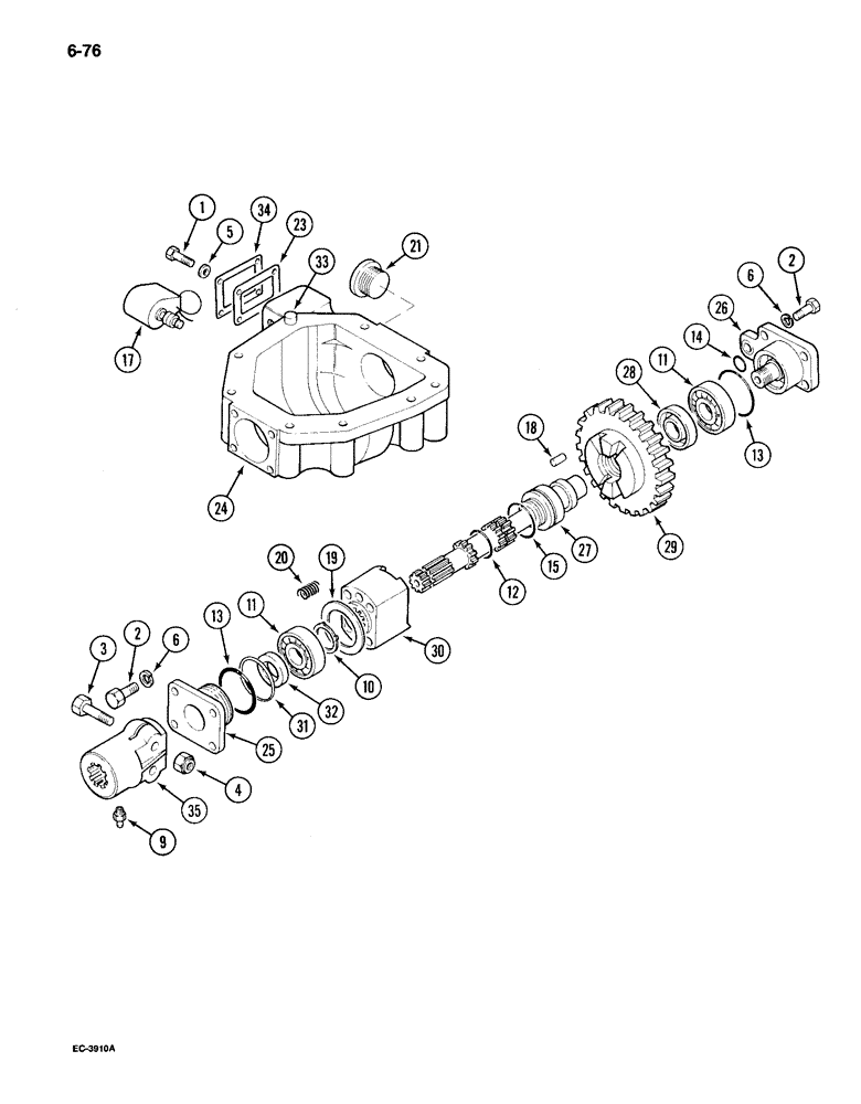 Схема запчастей Case IH 495 - (6-076) - MECHANICAL FRONT DRIVE "CARRARO", TRANSFER GEARBOX (06) - POWER TRAIN