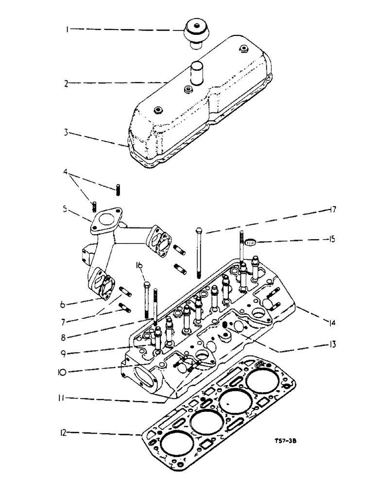 Схема запчастей Case IH 434 - (1-05) - CYLINDER HEAD AND EXHAUST MANIFOLD - DIESEL ENGINE (02) - ENGINE