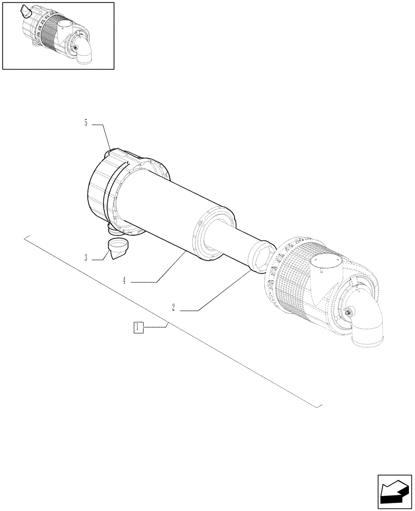 Схема запчастей Case IH JX1100U - (1.19.1[03]) - DRY AIR CLEANER (02) - ENGINE EQUIPMENT