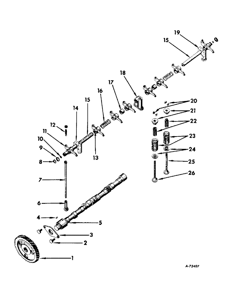 Схема запчастей Case IH B414 - (022) - DIESEL ENGINE, CAMSHAFT AND VALVE MECHANISM (01) - ENGINE