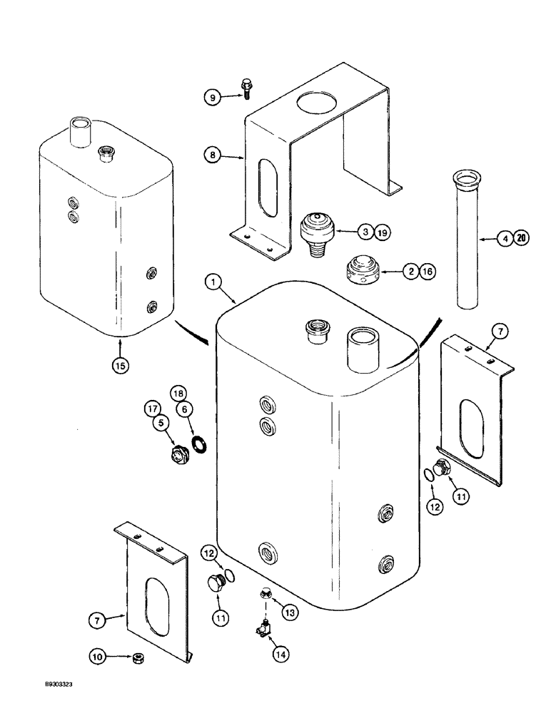 Схема запчастей Case IH 2055 - (8-02) - HYDRAULIC RESERVOIR (07) - HYDRAULICS