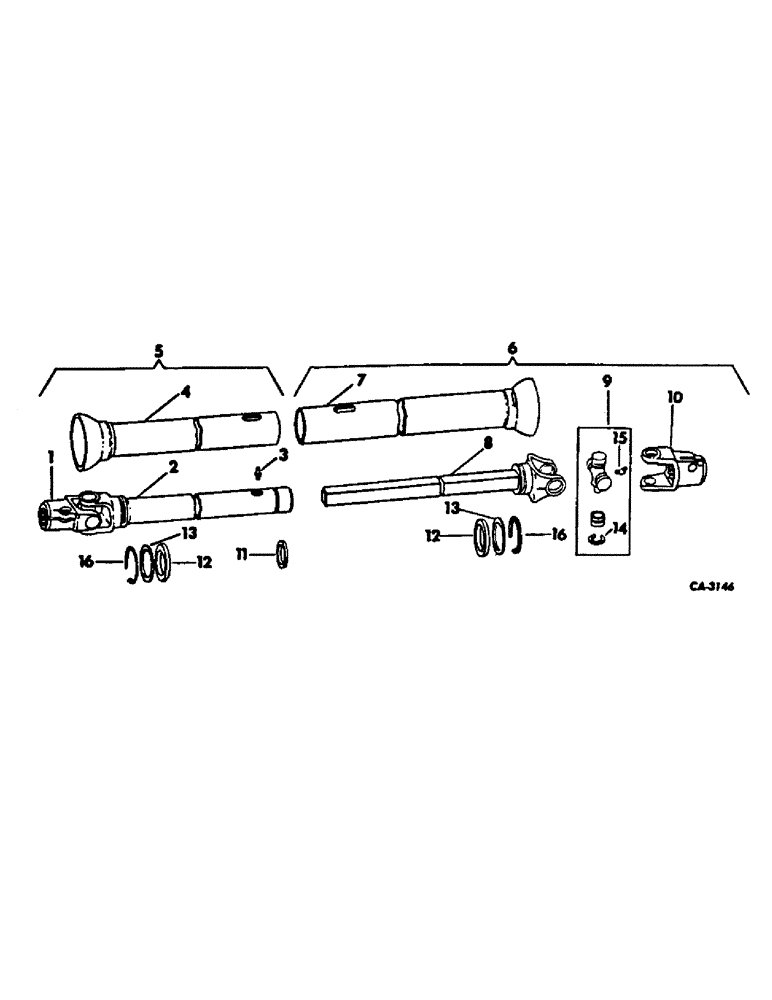 Схема запчастей Case IH 60 - (D-11) - DOUBLE UNIVERSAL JOINT, CLAMP TYPE YOKE, BOTH ENDS 