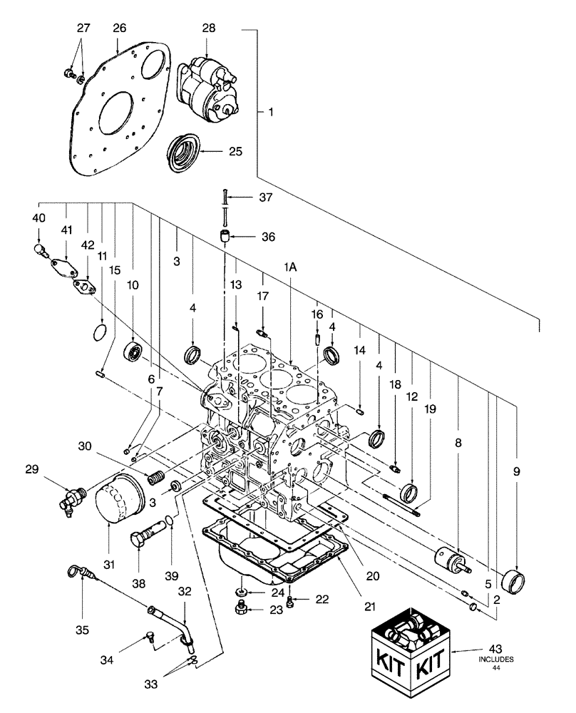 Схема запчастей Case IH D29 - (06A01) - CYLINDER BLOCK (01) - ENGINE