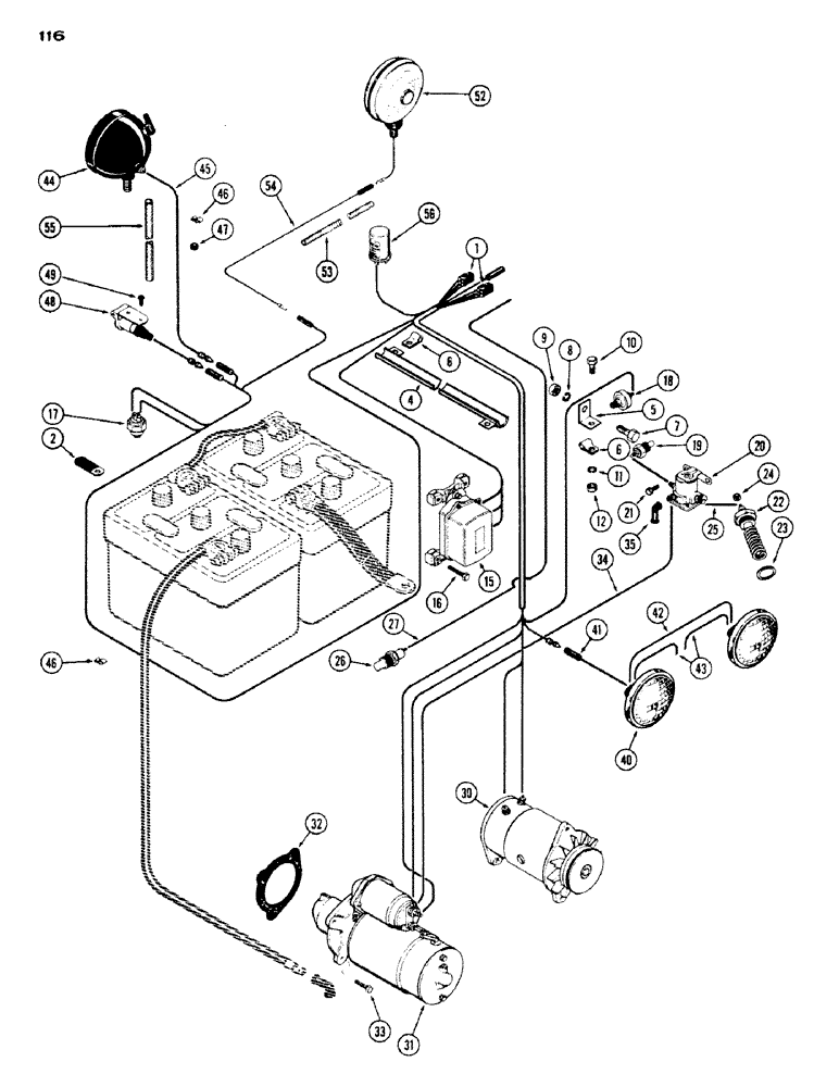 Схема запчастей Case IH 530 - (116) - ELECTRICAL EQUIPMENT AND WIRING, 530, 188 DIESEL ENGINE (04) - ELECTRICAL SYSTEMS