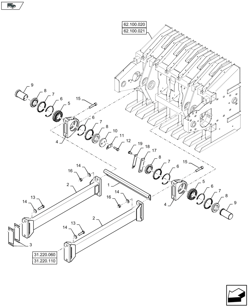 Схема запчастей Case IH LB334S - (62.100.010) - PLUNGER, RODS - C159 (62) - PRESSING - BALE FORMATION