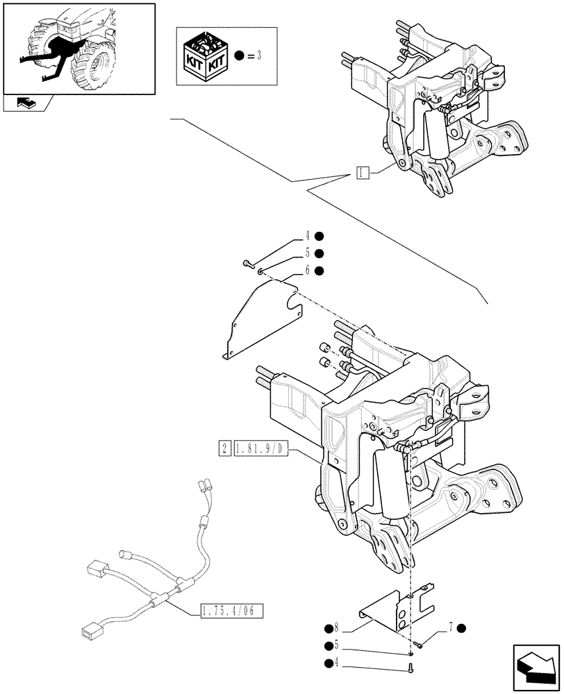 Схема запчастей Case IH PUMA 195 - (1.81.9/ F) - FRONT HPL FOR REAR REMOTES LESS PTO, LESS AUX. COUPLERS - LIFTER (07) - HYDRAULIC SYSTEM