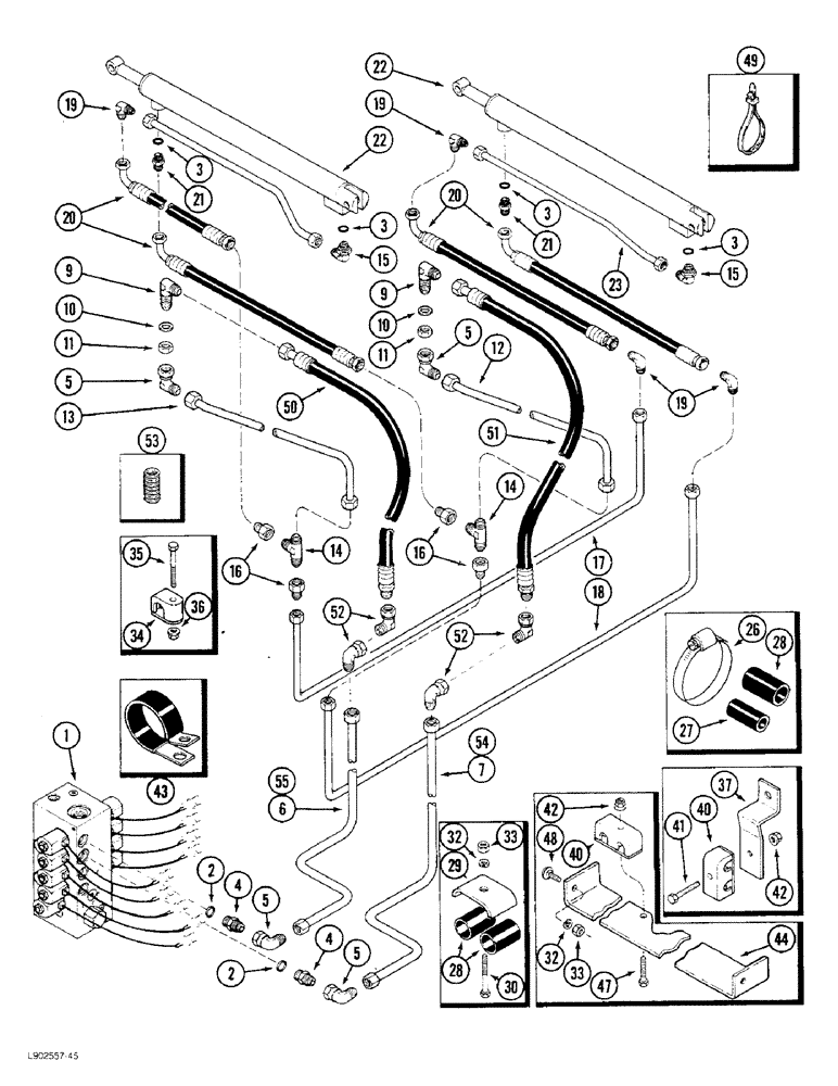 Схема запчастей Case IH 1822 - (8-54) - COMPACTOR CYLINDER SYSTEM, 1822 COTTON PICKER (07) - HYDRAULICS