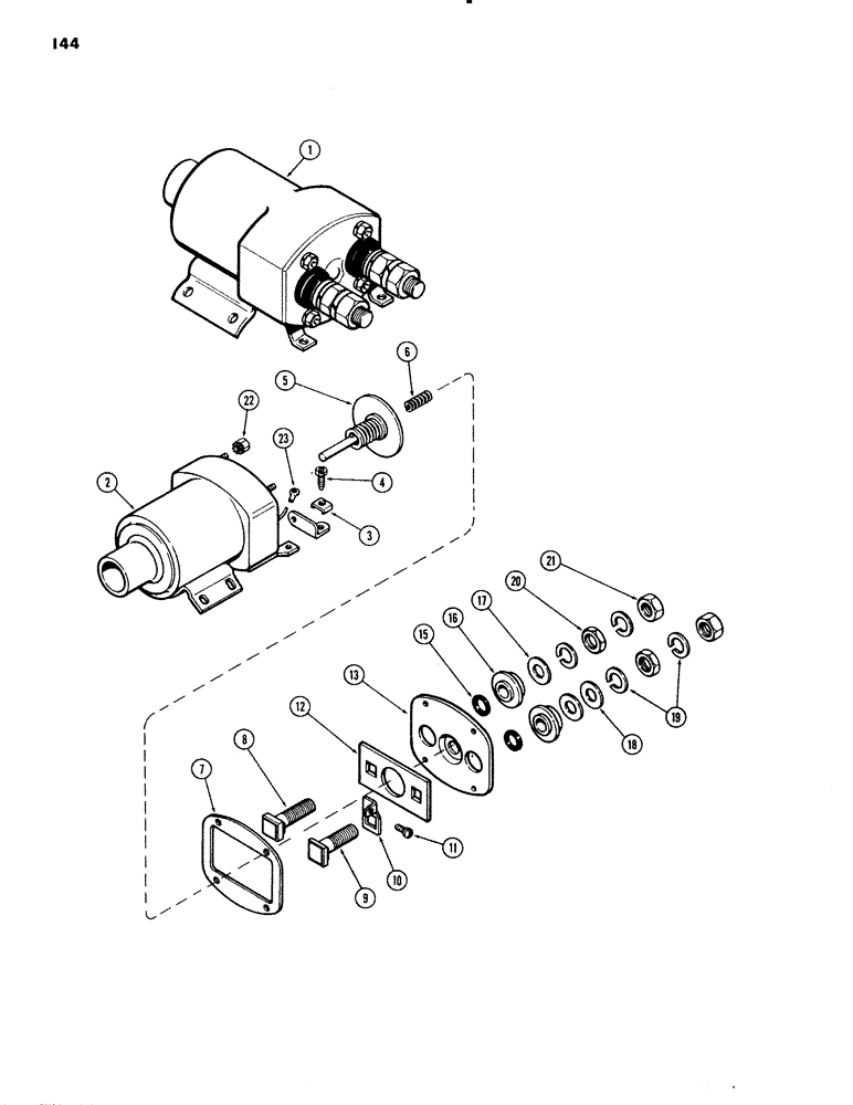 Схема запчастей Case IH 451BD - (144) - SOLENOID, 24 VOLT, USED WITH STARTER D42964 (04) - ELECTRICAL SYSTEMS