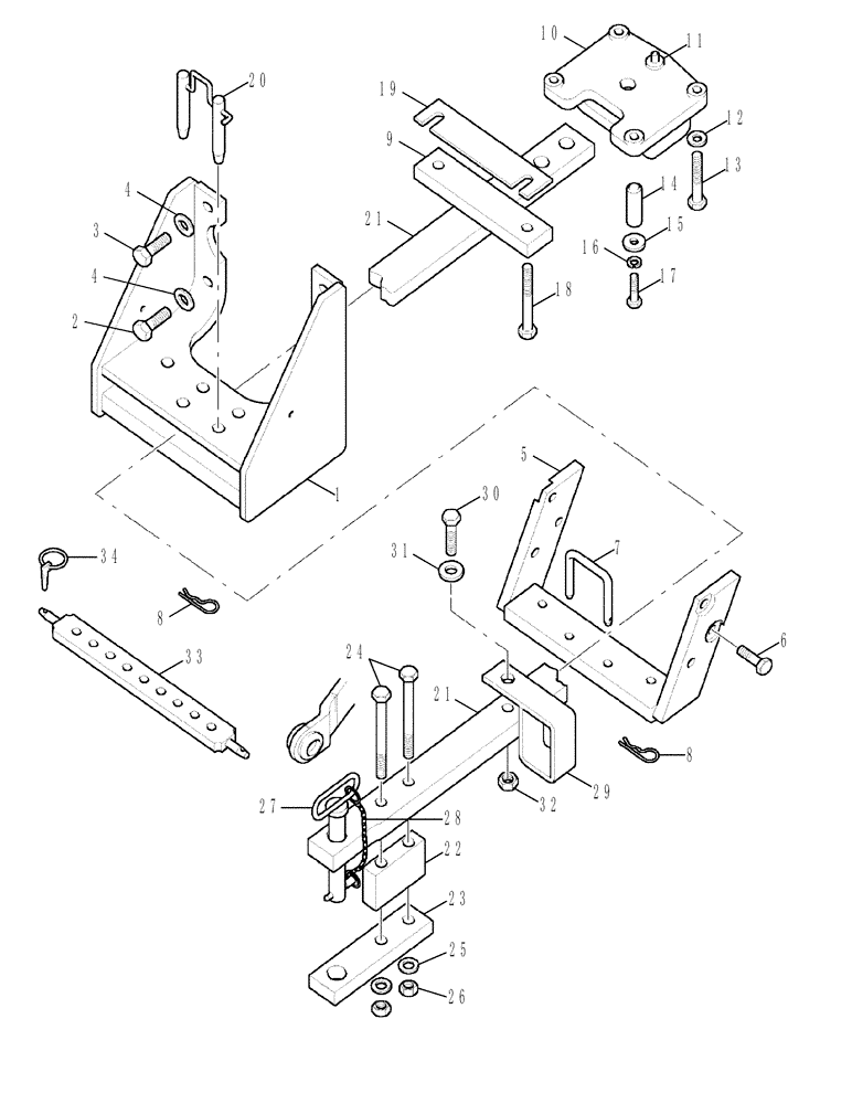 Схема запчастей Case IH C60 - (09-24) - DRAWBARS (09) - CHASSIS/ATTACHMENTS