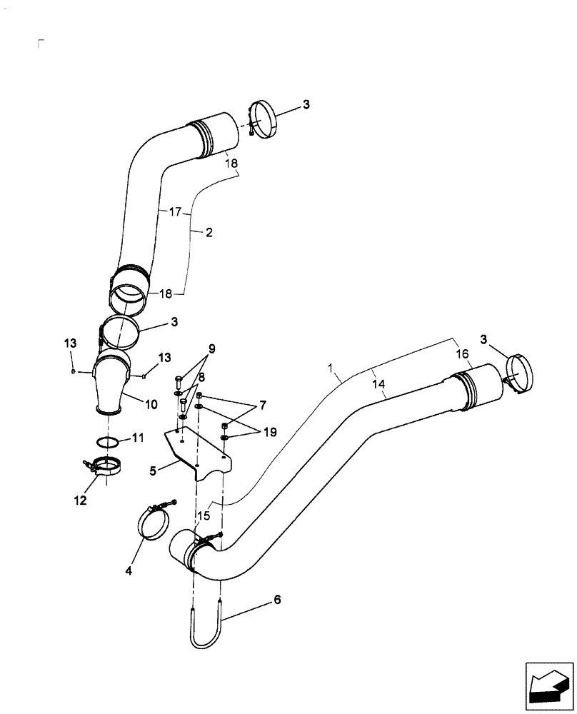 Схема запчастей Case IH 7010 - (10.310.02[01]) - CHARGE AIR CIRCUIT - 7010 (10) - ENGINE