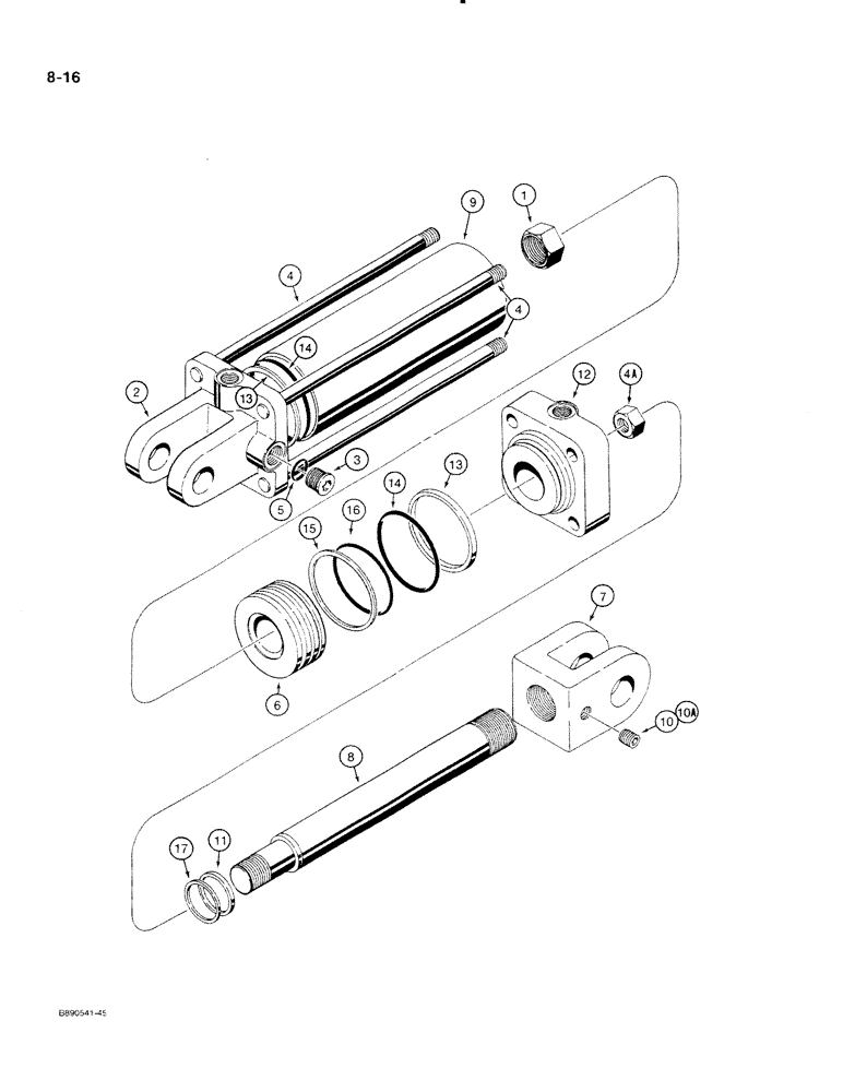 Схема запчастей Case IH 350 - (8-16) - TRANSPORT LIFT CYLINDER -1272147C91 (08) - HYDRAULICS