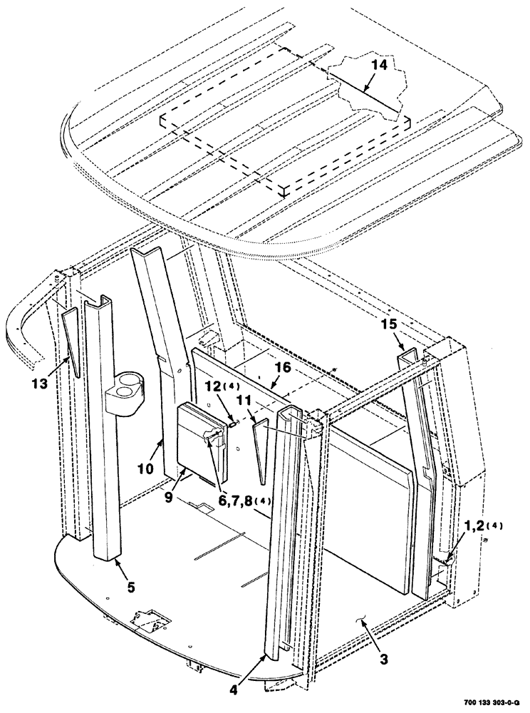 Схема запчастей Case IH 8880 - (07-032) - UPHOLSTERY ASSEMBLY (90) - PLATFORM, CAB, BODYWORK AND DECALS