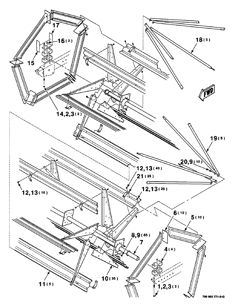 Схема запчастей Case IH 8820 - (3-04) - REEL BAT ASSEMBLY, HEAVY DUTY, 15 FOOT (58) - ATTACHMENTS/HEADERS