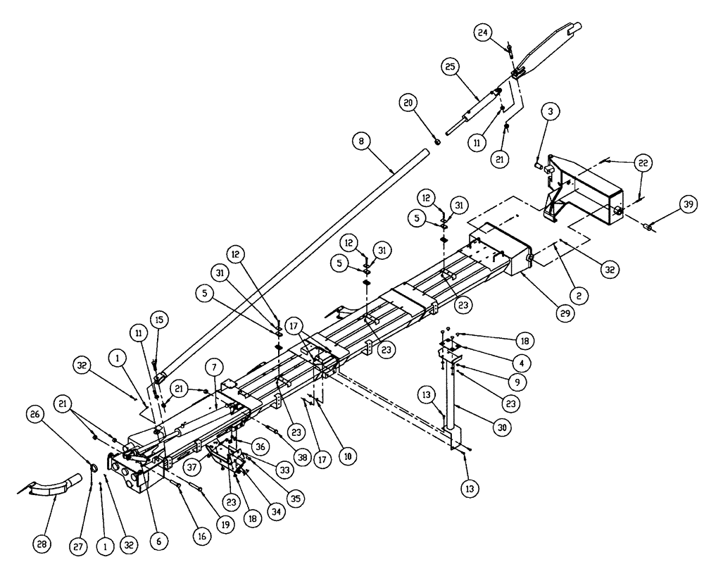 Схема запчастей Case IH 438 - (04-035) - BOOM GROUP, 2.5”, INNER, LH, 70’ Boom Group