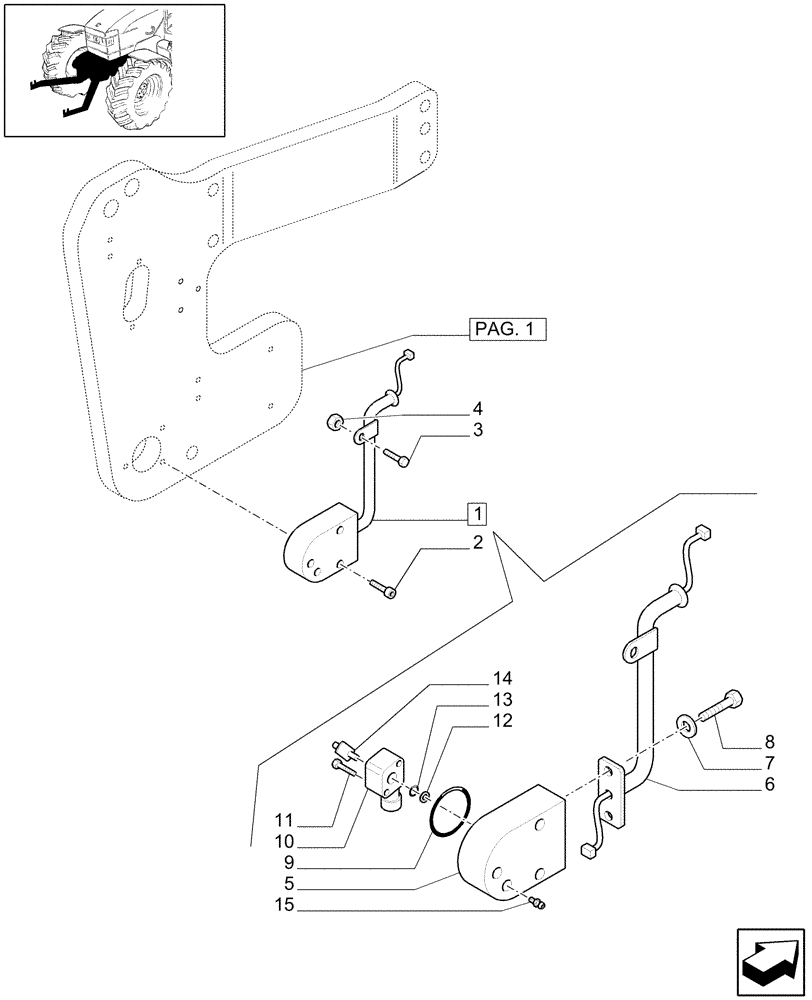 Схема запчастей Case IH MXU125 - (1.81.9/01[05]) - (VAR.173) FRONT HYDRAULIC LIFT - POTENTIOMETER AND BREAKDOWN (07) - HYDRAULIC SYSTEM