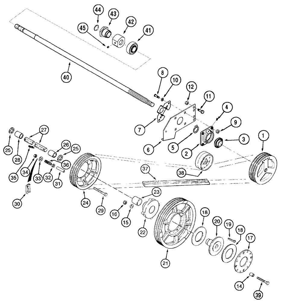 Схема запчастей Case IH 2366 - (09A-12) - FEEDER - JACKSHAFT DRIVE - BSN JJC0253999 (13) - FEEDER