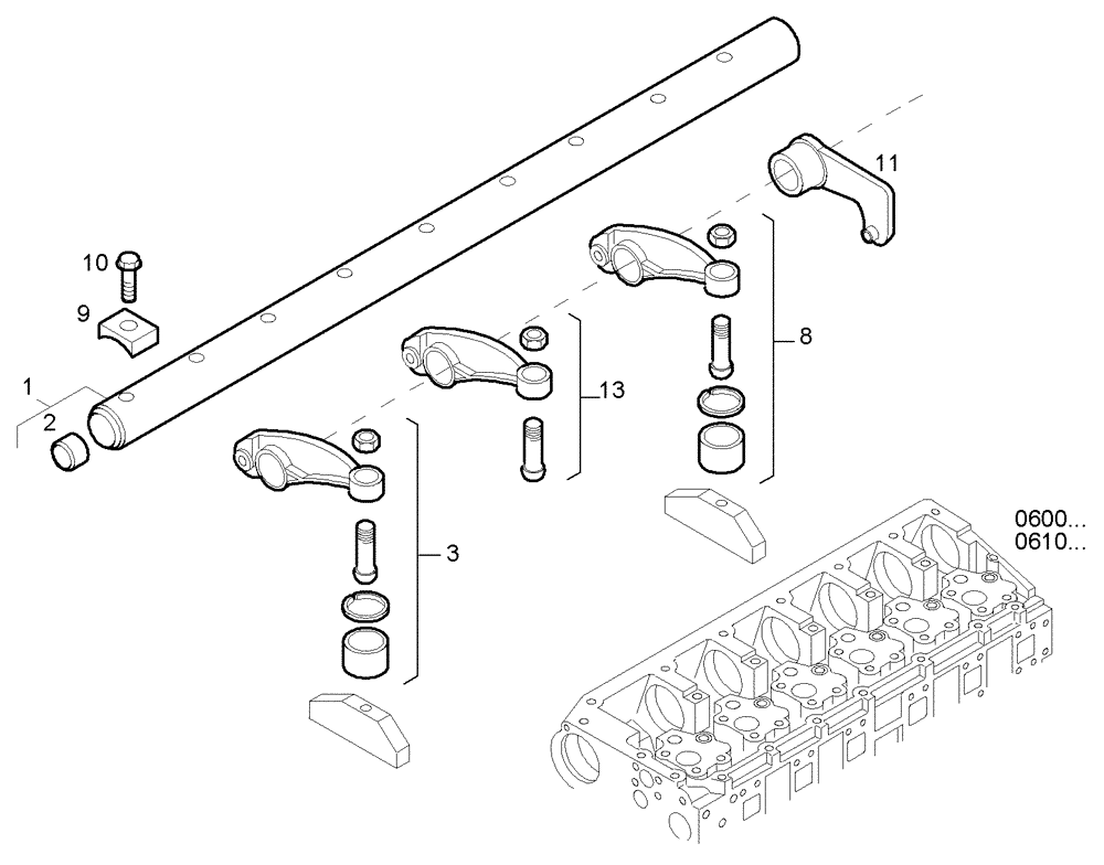 Схема запчастей Case IH F3AE0684N E907 - (0668.019) - ROCKER SHAFT 