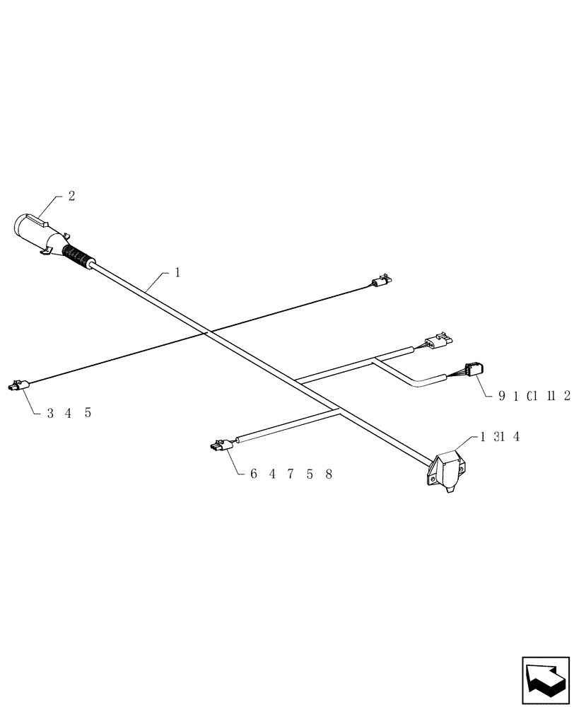 Схема запчастей Case IH PTX600 - (3.011.1) - SAFETY/TRANSPORT LIGHTING ELECTRICAL ASSEMBLY (ASN CBJ0014093) Electrical/Electronics