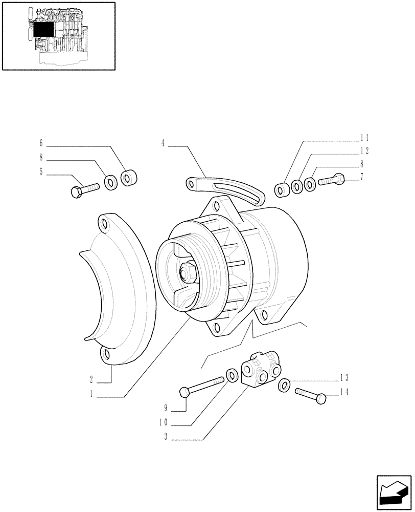 Схема запчастей Case IH JX70 - (0.40.0/01) - (VAR.319-747) TTF ENGINE TIER2 - ALTERNATOR MOUNTING (01) - ENGINE