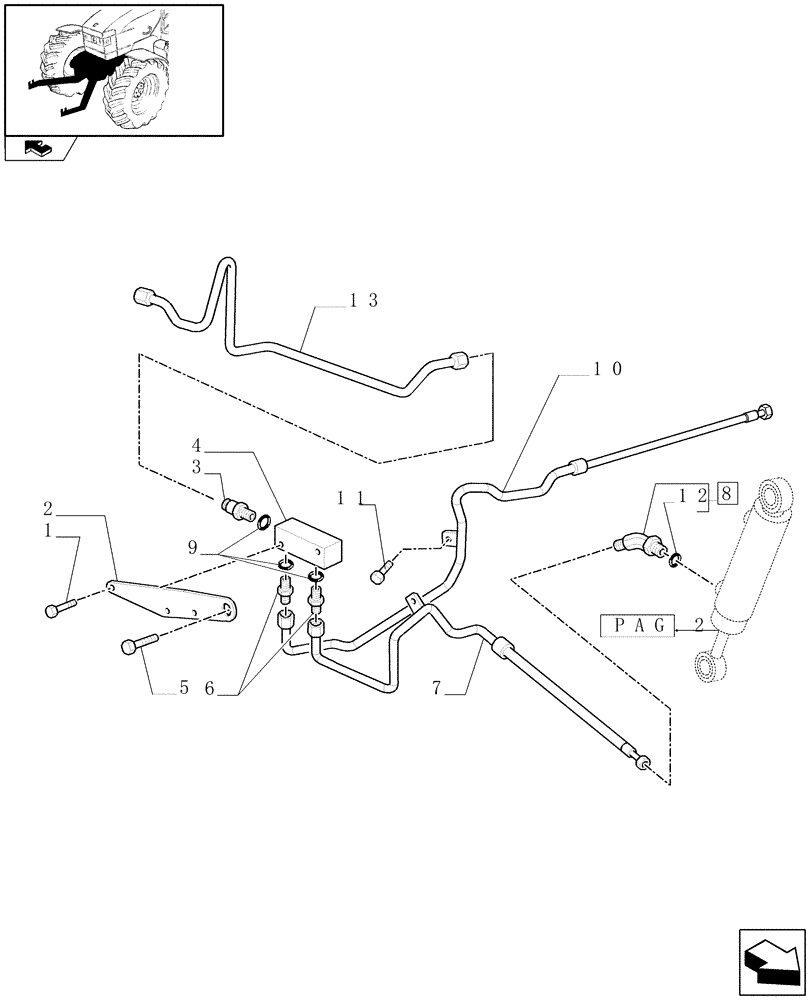 Схема запчастей Case IH FARMALL 75C - (1.81.9/01[04]) - FRONT HPL AND PTO CHASSIS MOUNTED WITH ELECTRONIC CONTROL - PIPES (VAR.330404-331404-332404-333404) (07) - HYDRAULIC SYSTEM