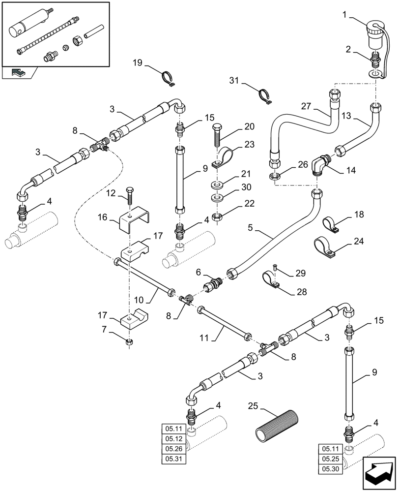 Схема запчастей Case IH LB433S - (07.02[01]) - HYDRAULIC BRAKES, TANDEM AXLE (07) - HYDRAULIC SYSTEM