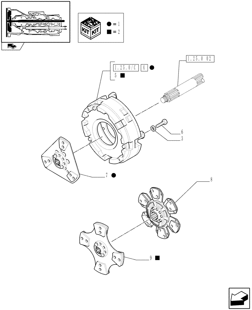 Схема запчастей Case IH FARMALL 60 - (1.25.0/01[01A]) - SINGLE LEVER PTO - CLUTCH - D6859 (VAR.335250) (03) - TRANSMISSION