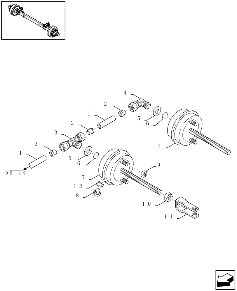 Схема запчастей Case IH LBX421S - (05.17[01]) - PNEUMATIC BRAKES, SINGLE AXLE (05) - AXLE