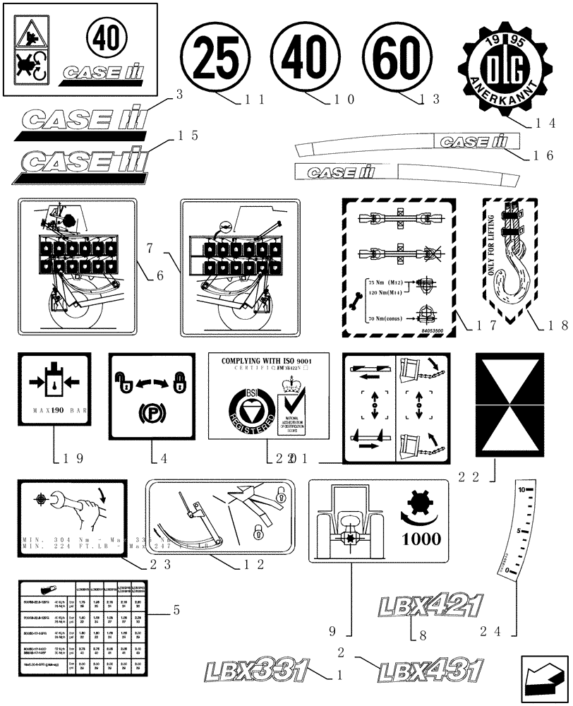 Схема запчастей Case IH LBX431S - (08.101[01]) - DECALS (08) - SHEET METAL/DECALS