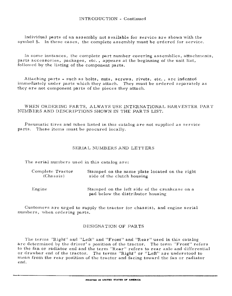 Схема запчастей Case IH 664 - (01-07) - INTRODUCTION - SERIAL NUMBER LOCATIONS (00) - GENERAL