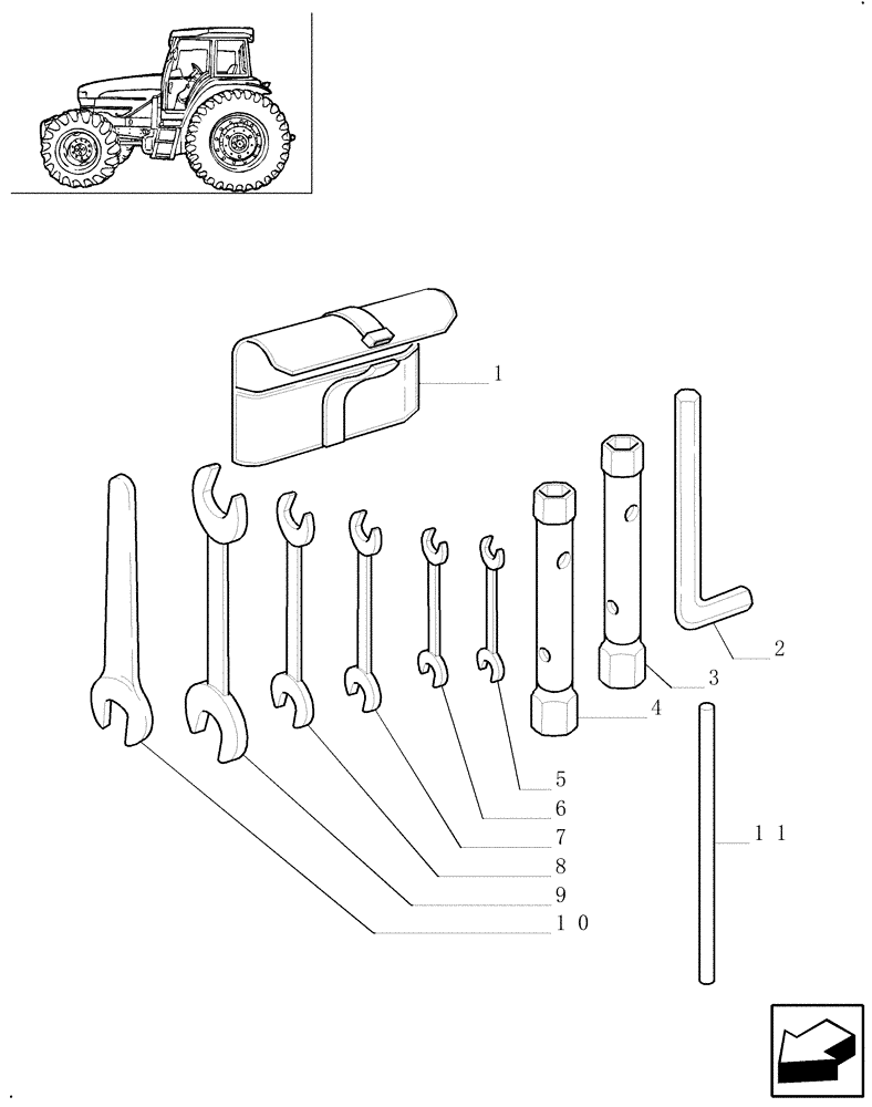 Схема запчастей Case IH JX90U - (1.90.5/01) - (VAR.996) TOOLS (10) - OPERATORS PLATFORM/CAB