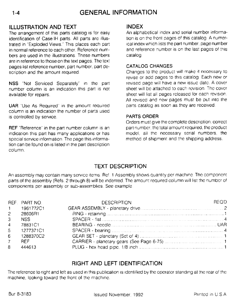 Схема запчастей Case IH 1010 - (1-04) - GENERAL INFORMATION (00) - GENERAL & PICTORIAL INDEX