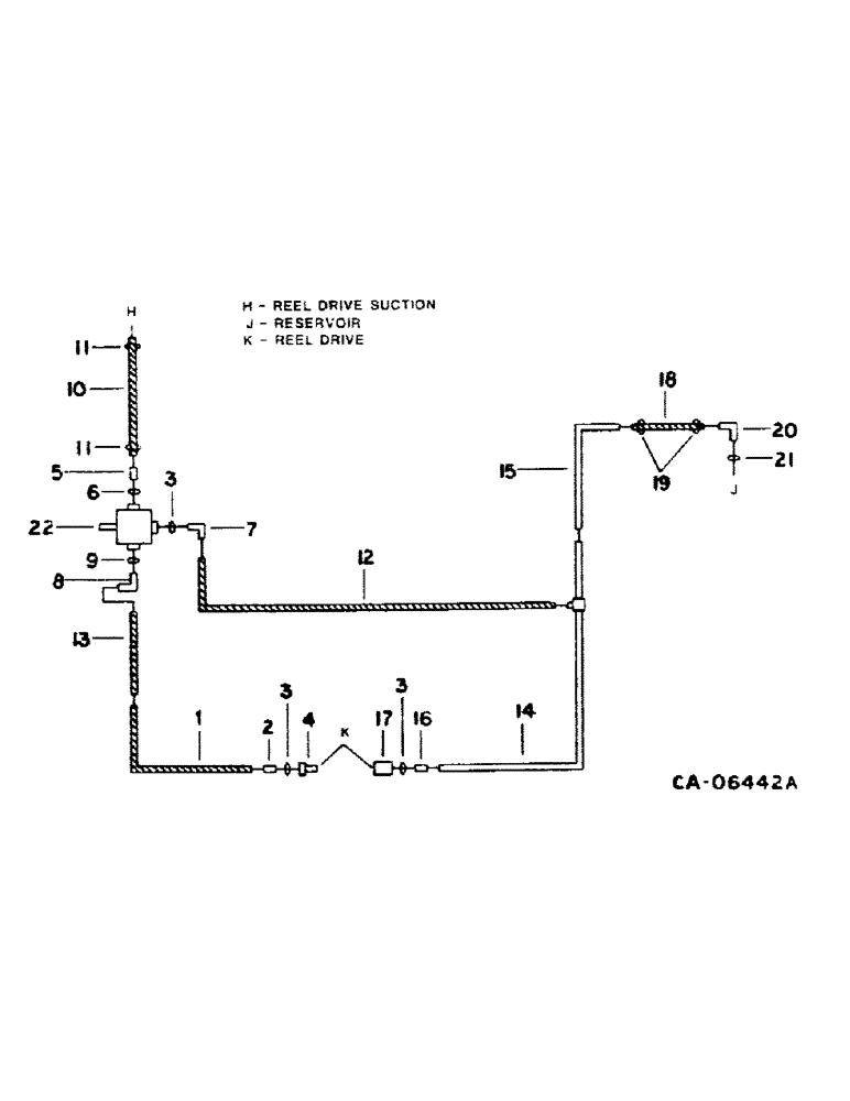 Схема запчастей Case IH 1440 - (10-17) - HYDRAULICS, REEL DRIVE DIAGRAM, SERIAL NO. 20001 THRU 50000 (07) - HYDRAULICS