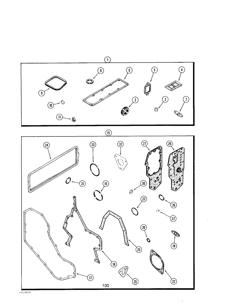 Схема запчастей Case IH 4390T - (100) - ENGINE GASKET KITS, 4-390 AND 4T-390 ENGINES, VALVE GRIND 