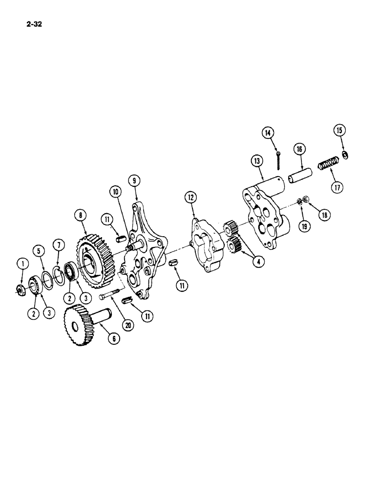 Схема запчастей Case IH 1620 - (2-032) - ENGINE OIL PUMP, D358 DIESEL ENGINE (01) - ENGINE