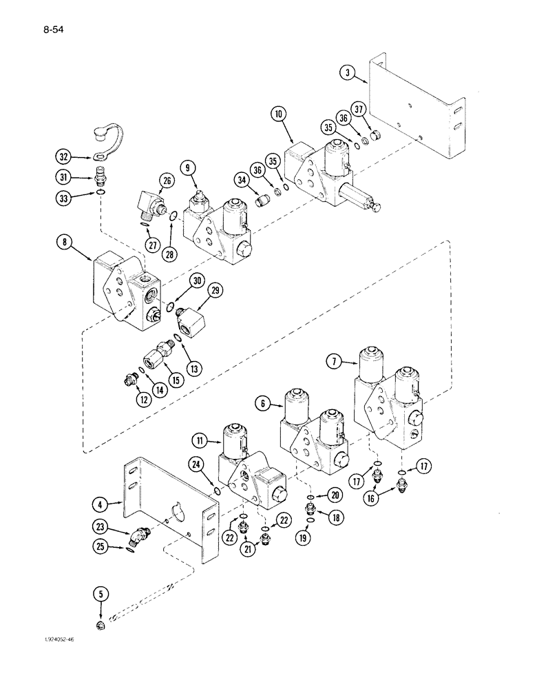 Схема запчастей Case IH 1640 - (8-054) - CONTROL VALVE AND MOUNTING, W/O FORE AND AFT ATTACHMENT, SERIAL NO. JJC0097190 & AFTER (07) - HYDRAULICS