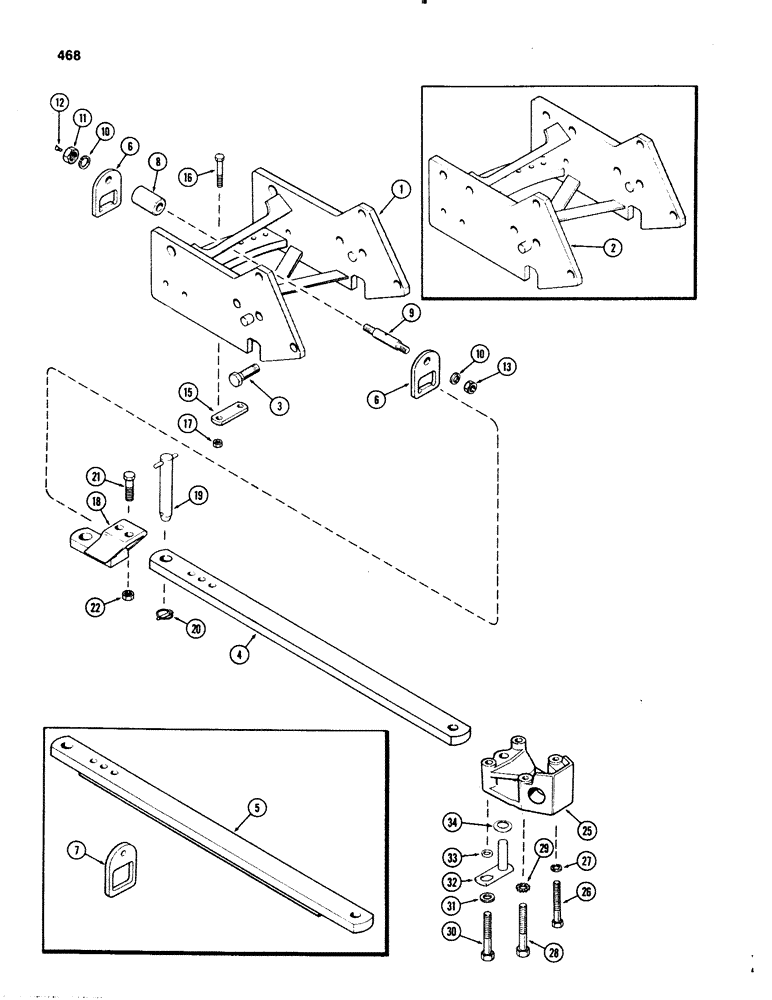 Схема запчастей Case IH 1070 - (0468) - DRAWBAR, WITH HITCH, 1ST USED TRACTOR SERIAL NUMBER 8693001 (09) - CHASSIS/ATTACHMENTS